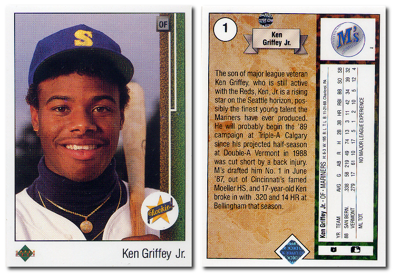 We sell the 1989 Upper Deck #1 Ken Griffey Jr. Rookie Card.