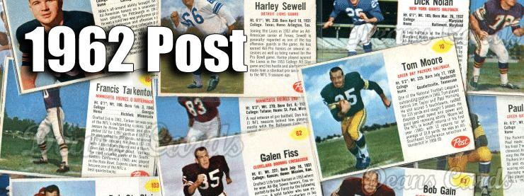1962 Post Cereal Football Cards 