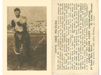 1923 E123 Curtis Ireland Candy Baseball Cards 