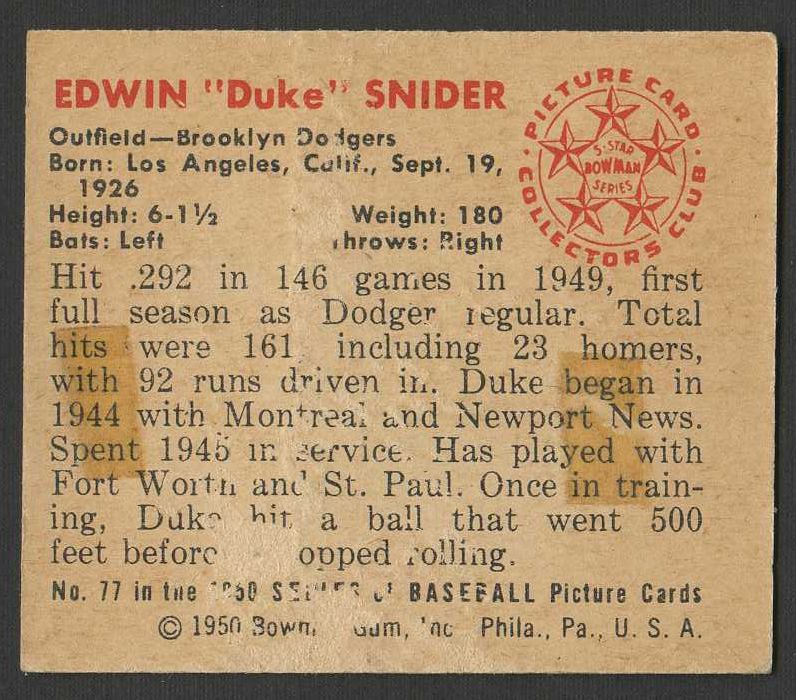 1950 Bowman Baseball Near Complete Set