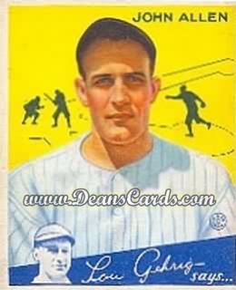 1934 Goudey #42 Johnny Allen
